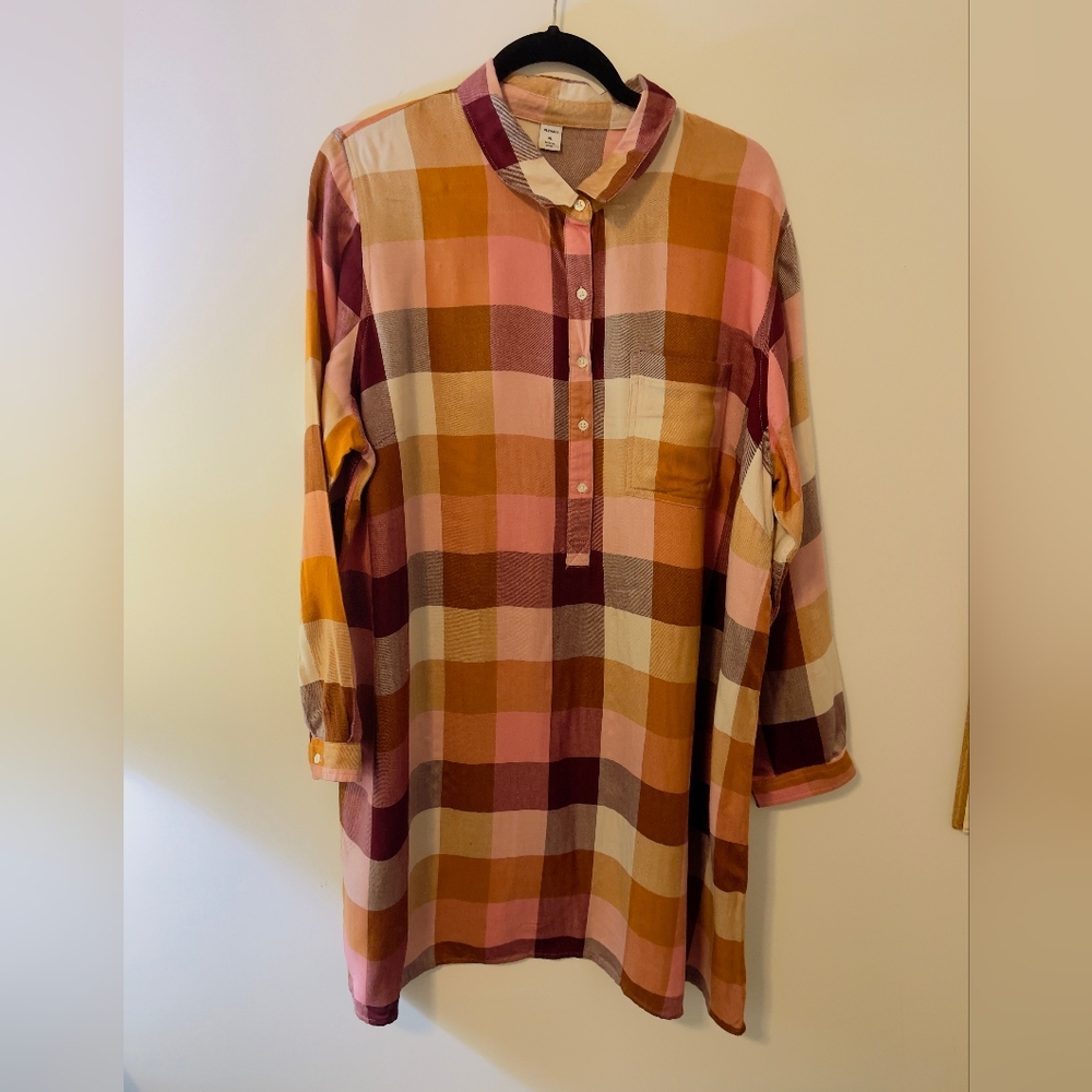 Old Navy Plaid Shirt Dress - Pink, Orange, Burgundy